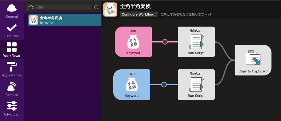Alfred の workflow を自作したお話