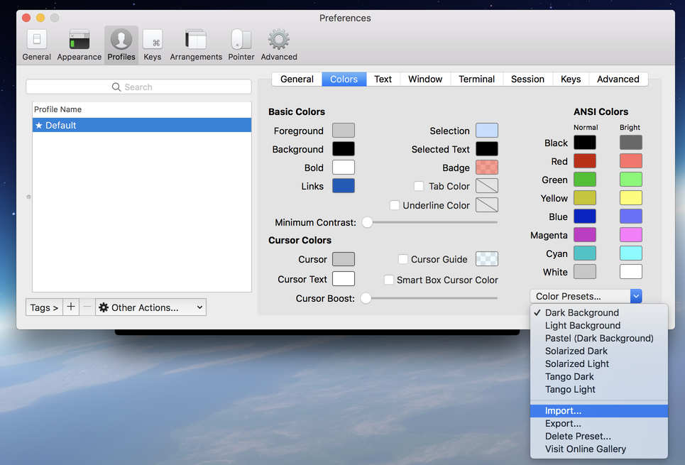 iTerm2 Iceberg import